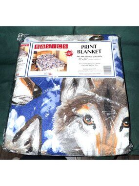 Basics Wolf Print Blanket Twin/Full Size 72"x90"